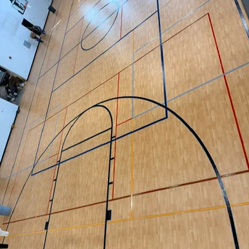 gym floor installation at Crawford County Wellness Center wood floor